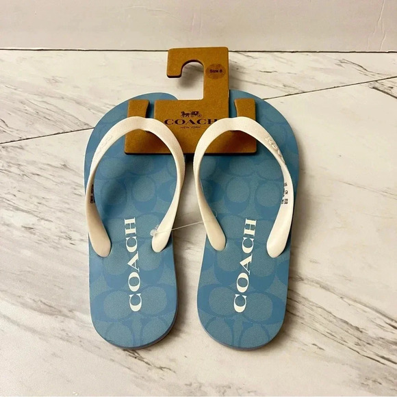 Coach Zak Flip Flop Chambray/Blue Sandals - Picture 6 of 12